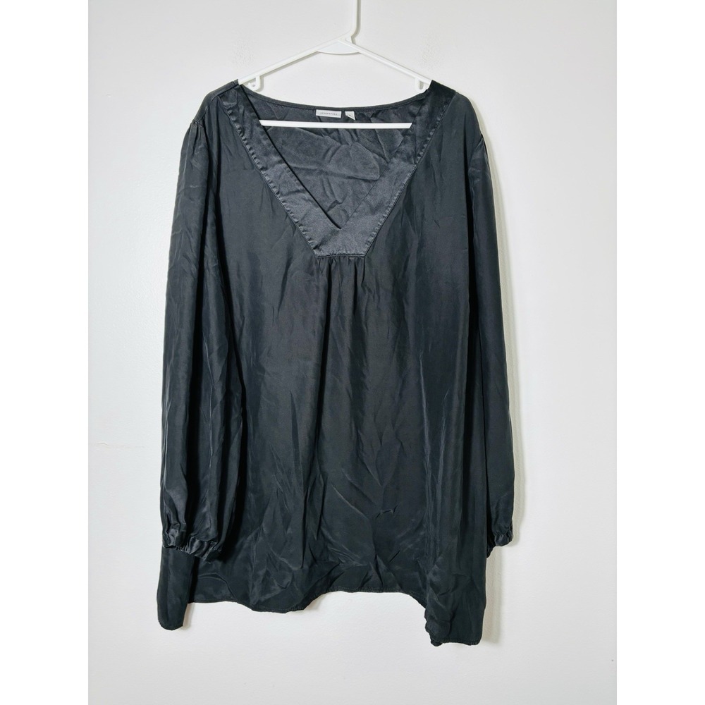 Semantiks 100% Silk Long Sleeve Blouse 3XL Black Quite Luxury Minimalist Lagen